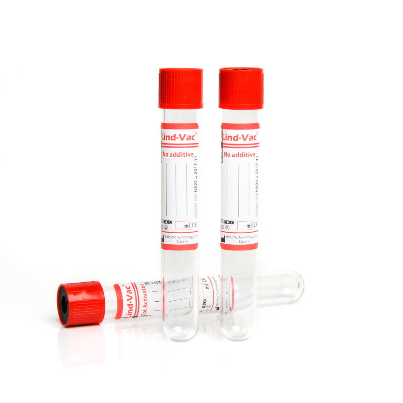 Вакуумна Пробірка Lind-Vac® 16x100 мм, Активатор згортання, 9 мл, червона кр.